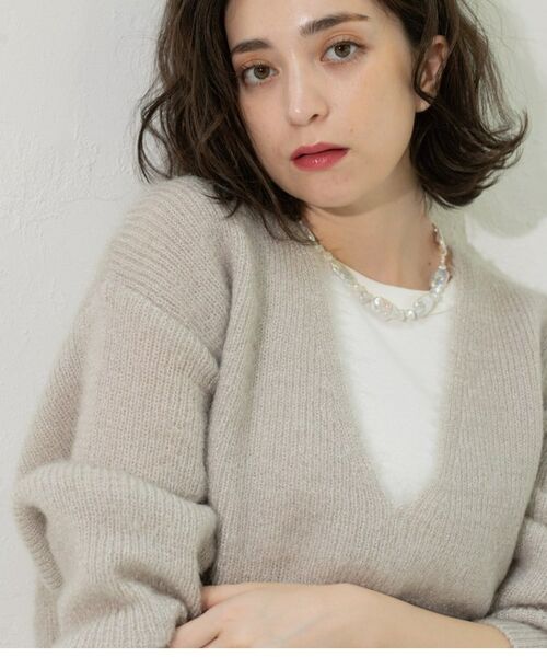 OPAQUE.CLIP / オペーク ドット クリップ ニット・セーター | クリアシャギーVネックニット【洗える】 | 詳細10