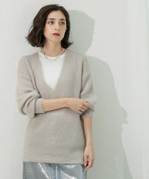 OPAQUE.CLIP / オペーク ドット クリップ ニット・セーター | クリアシャギーVネックニット【洗える】 | 詳細12