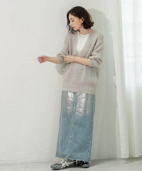 OPAQUE.CLIP / オペーク ドット クリップ ニット・セーター | クリアシャギーVネックニット【洗える】 | 詳細14