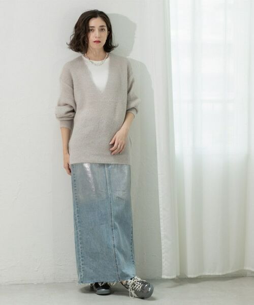 OPAQUE.CLIP / オペーク ドット クリップ ニット・セーター | クリアシャギーVネックニット【洗える】 | 詳細15