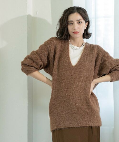 OPAQUE.CLIP / オペーク ドット クリップ ニット・セーター | クリアシャギーVネックニット【洗える】 | 詳細18