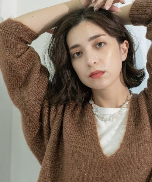 OPAQUE.CLIP / オペーク ドット クリップ ニット・セーター | クリアシャギーVネックニット【洗える】 | 詳細19