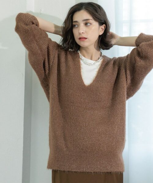 OPAQUE.CLIP / オペーク ドット クリップ ニット・セーター | クリアシャギーVネックニット【洗える】 | 詳細20