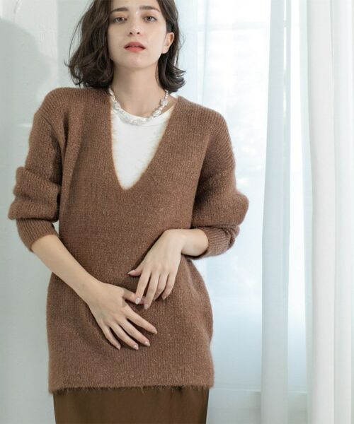 OPAQUE.CLIP / オペーク ドット クリップ ニット・セーター | クリアシャギーVネックニット【洗える】 | 詳細21