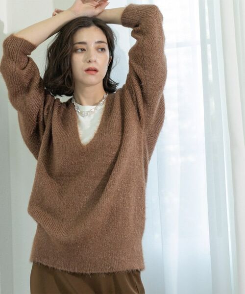 OPAQUE.CLIP / オペーク ドット クリップ ニット・セーター | クリアシャギーVネックニット【洗える】 | 詳細22