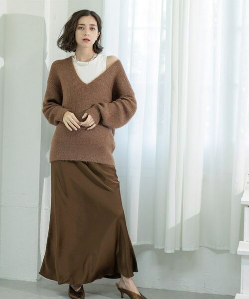 OPAQUE.CLIP / オペーク ドット クリップ ニット・セーター | クリアシャギーVネックニット【洗える】 | 詳細23