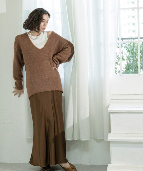 OPAQUE.CLIP / オペーク ドット クリップ ニット・セーター | クリアシャギーVネックニット【洗える】 | 詳細24