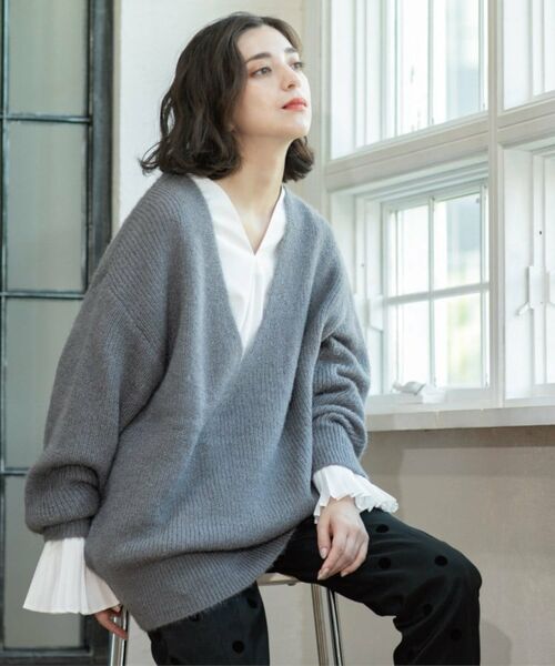 OPAQUE.CLIP / オペーク ドット クリップ ニット・セーター | クリアシャギーVネックニット【洗える】 | 詳細28