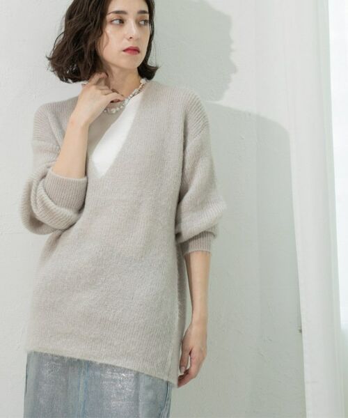 OPAQUE.CLIP / オペーク ドット クリップ ニット・セーター | クリアシャギーVネックニット【洗える】 | 詳細6