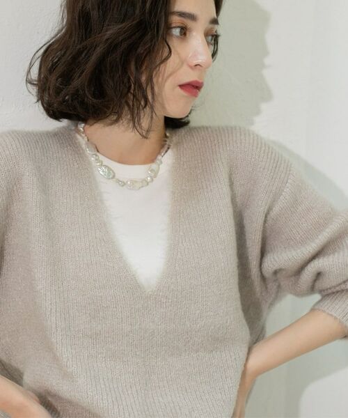 OPAQUE.CLIP / オペーク ドット クリップ ニット・セーター | クリアシャギーVネックニット【洗える】 | 詳細7