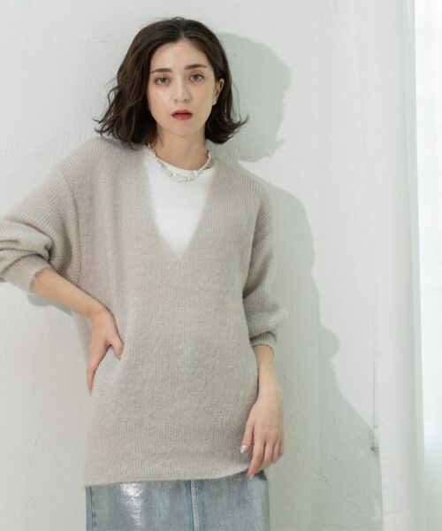 OPAQUE.CLIP / オペーク ドット クリップ ニット・セーター | クリアシャギーVネックニット【洗える】 | 詳細9