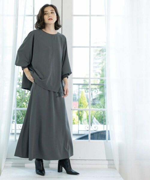 OPAQUE. CLIP/オペーク ドット クリップ リラクシートップス×フレアスカート/セットアップ対応【洗濯機洗い可】 チャコールグレー(013) 40(L)