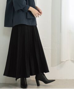 OPAQUE.CLIP / オペーク ドット クリップ ロング・マキシ丈スカート | ラメニットプリーツスカート【洗える】