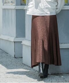 OPAQUE.CLIP / オペーク ドット クリップ ロング・マキシ丈スカート | ラメニットプリーツスカート【洗える】