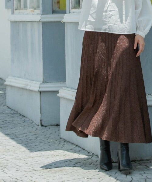 OPAQUE.CLIP / オペーク ドット クリップ ロング・マキシ丈スカート | ラメニットプリーツスカート【洗える】 | 詳細1