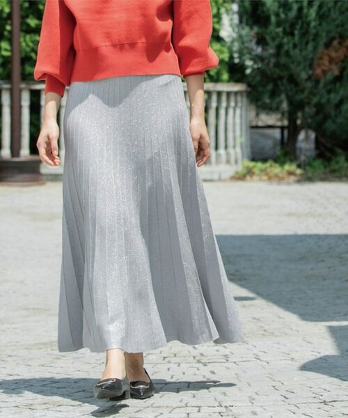 OPAQUE.CLIP / オペーク ドット クリップ ロング・マキシ丈スカート | ラメニットプリーツスカート【洗える】 | 詳細12