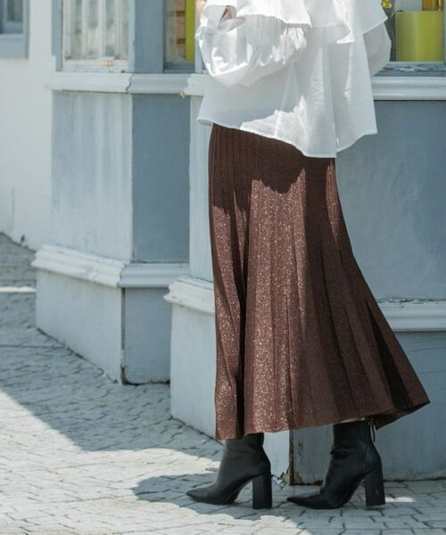 OPAQUE.CLIP / オペーク ドット クリップ ロング・マキシ丈スカート | ラメニットプリーツスカート【洗える】 | 詳細4