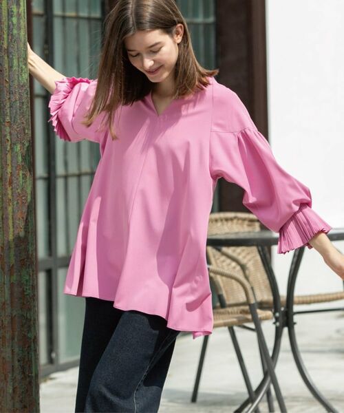 OPAQUE. CLIP/オペーク ドット クリップ プリーツキャンディスリーブブラウス【洗濯機洗い可】 ピンク(072) 40(L) OPAQUE. CLIP/オペーク ドット クリップ プリーツキャンディスリーブブラウス【洗濯機洗い可】 ピンク(072) 40(L)