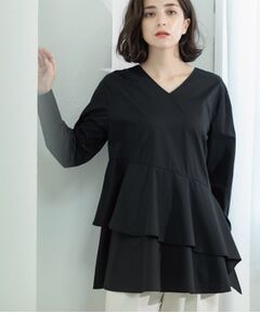 OPAQUE.CLIP / オペーク ドット クリップ シャツ・ブラウス | アシンメトリーフリルチュニック【洗濯機洗い可】