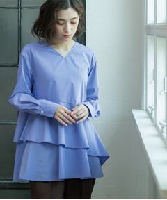 OPAQUE.CLIP / オペーク ドット クリップ シャツ・ブラウス | アシンメトリーフリルチュニック【洗濯機洗い可】