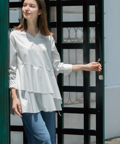 OPAQUE.CLIP / オペーク ドット クリップ シャツ・ブラウス | アシンメトリーフリルチュニック【洗濯機洗い可】 | 詳細1