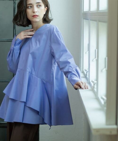 OPAQUE.CLIP / オペーク ドット クリップ シャツ・ブラウス | アシンメトリーフリルチュニック【洗濯機洗い可】 | 詳細10