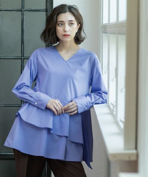 OPAQUE.CLIP / オペーク ドット クリップ シャツ・ブラウス | アシンメトリーフリルチュニック【洗濯機洗い可】 | 詳細11