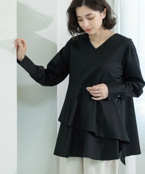 OPAQUE.CLIP / オペーク ドット クリップ シャツ・ブラウス | アシンメトリーフリルチュニック【洗濯機洗い可】 | 詳細17