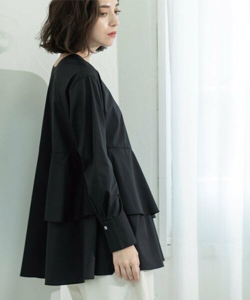 OPAQUE.CLIP / オペーク ドット クリップ シャツ・ブラウス | アシンメトリーフリルチュニック【洗濯機洗い可】 | 詳細19