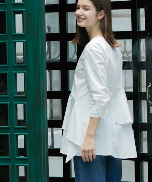 OPAQUE.CLIP / オペーク ドット クリップ シャツ・ブラウス | アシンメトリーフリルチュニック【洗濯機洗い可】 | 詳細2