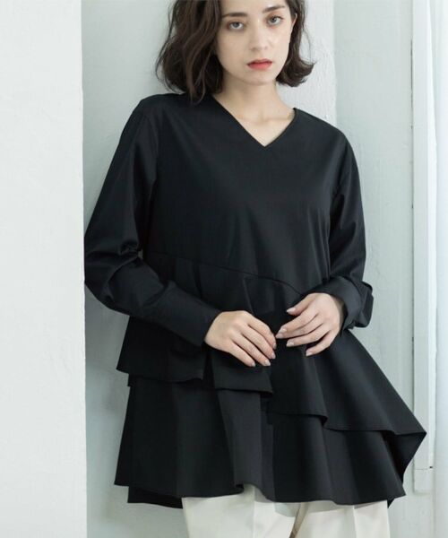 OPAQUE.CLIP / オペーク ドット クリップ シャツ・ブラウス | アシンメトリーフリルチュニック【洗濯機洗い可】 | 詳細21