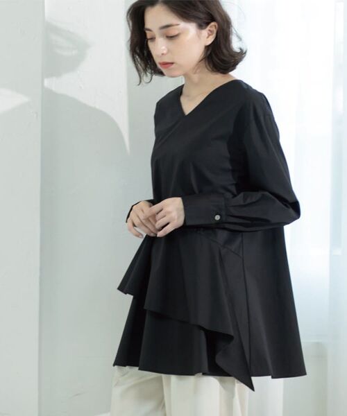 OPAQUE.CLIP / オペーク ドット クリップ シャツ・ブラウス | アシンメトリーフリルチュニック【洗濯機洗い可】 | 詳細22