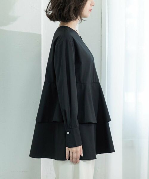 OPAQUE.CLIP / オペーク ドット クリップ シャツ・ブラウス | アシンメトリーフリルチュニック【洗濯機洗い可】 | 詳細25