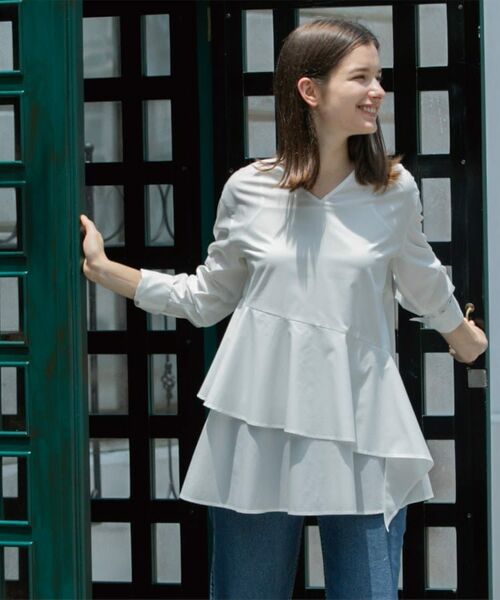 OPAQUE.CLIP / オペーク ドット クリップ シャツ・ブラウス | アシンメトリーフリルチュニック【洗濯機洗い可】 | 詳細3