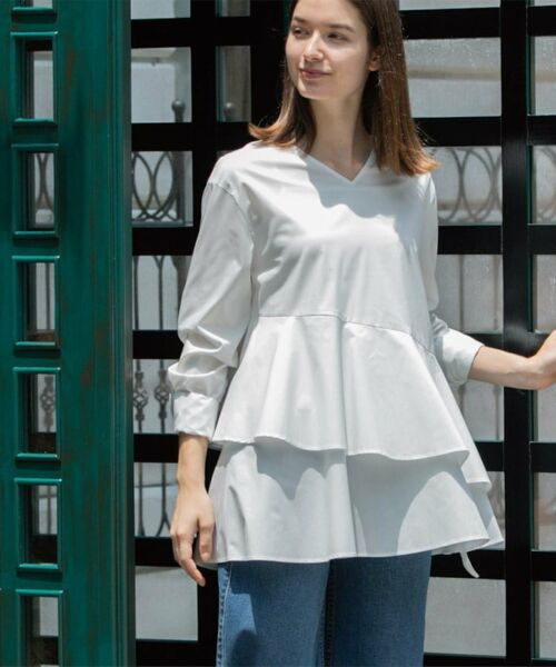 OPAQUE.CLIP / オペーク ドット クリップ シャツ・ブラウス | アシンメトリーフリルチュニック【洗濯機洗い可】 | 詳細4