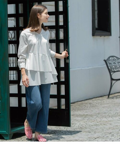 OPAQUE.CLIP / オペーク ドット クリップ シャツ・ブラウス | アシンメトリーフリルチュニック【洗濯機洗い可】 | 詳細5