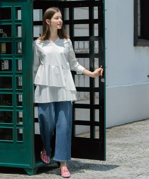 OPAQUE.CLIP / オペーク ドット クリップ シャツ・ブラウス | アシンメトリーフリルチュニック【洗濯機洗い可】 | 詳細6