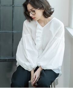 OPAQUE.CLIP / オペーク ドット クリップ シャツ・ブラウス | Vネックアシメフリルブラウス【洗濯機洗い可】