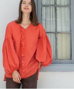 OPAQUE.CLIP / オペーク ドット クリップ シャツ・ブラウス | Vネックアシメフリルブラウス【洗濯機洗い可】