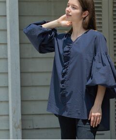 OPAQUE.CLIP / オペーク ドット クリップ シャツ・ブラウス | Vネックアシメフリルブラウス【洗濯機洗い可】