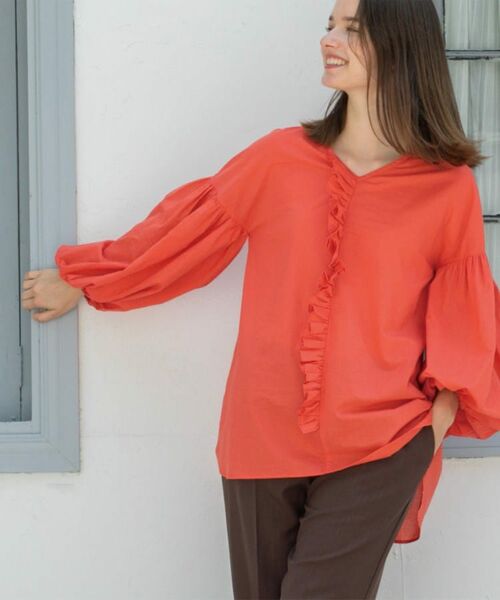 OPAQUE.CLIP / オペーク ドット クリップ シャツ・ブラウス | Vネックアシメフリルブラウス【洗濯機洗い可】 | 詳細16