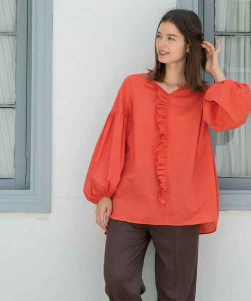 OPAQUE.CLIP / オペーク ドット クリップ シャツ・ブラウス | Vネックアシメフリルブラウス【洗濯機洗い可】 | 詳細17