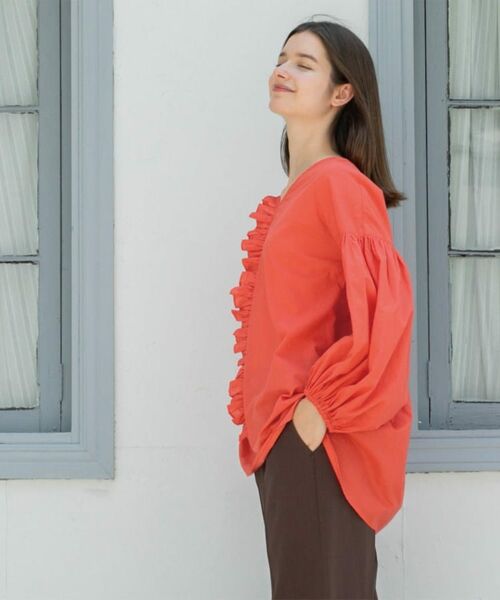 OPAQUE.CLIP / オペーク ドット クリップ シャツ・ブラウス | Vネックアシメフリルブラウス【洗濯機洗い可】 | 詳細18