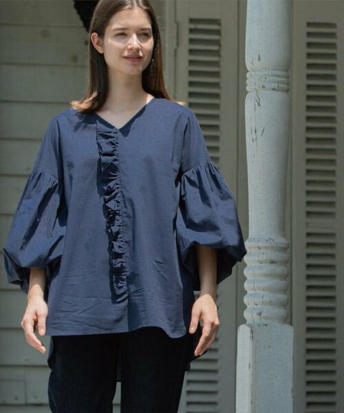 OPAQUE.CLIP / オペーク ドット クリップ シャツ・ブラウス | Vネックアシメフリルブラウス【洗濯機洗い可】 | 詳細25