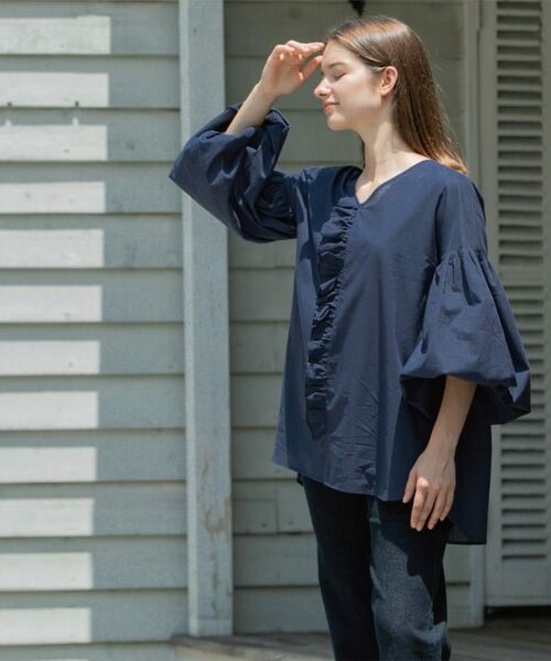 OPAQUE.CLIP / オペーク ドット クリップ シャツ・ブラウス | Vネックアシメフリルブラウス【洗濯機洗い可】 | 詳細26