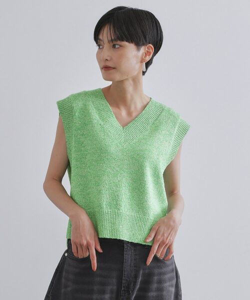 OPAQUE.CLIP / オペーク ドット クリップ ニット・セーター | スパンコールラメVネックニット【洗える】 | 詳細13