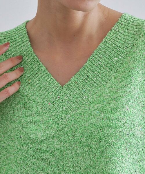 OPAQUE.CLIP / オペーク ドット クリップ ニット・セーター | スパンコールラメVネックニット【洗える】 | 詳細16