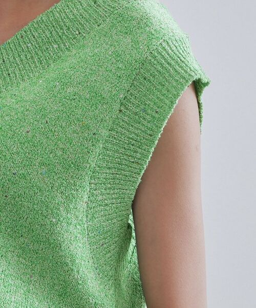 OPAQUE.CLIP / オペーク ドット クリップ ニット・セーター | スパンコールラメVネックニット【洗える】 | 詳細17