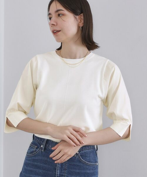 OPAQUE. CLIP/オペーク ドット クリップ ドッキングスリーブニット【洗濯機洗い可/抗ピル】 オフホワイト(003) 42(LL) OPAQUE. CLIP/オペーク ドット クリップ ドッキングスリーブニット【洗濯機洗い可/抗ピル】 オフホワイト(003) 42(LL)