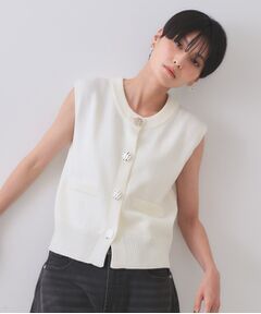 OPAQUE.CLIP / オペーク ドット クリップ ベスト | 変形ブロンズボタンニットベスト【洗濯機洗い可】